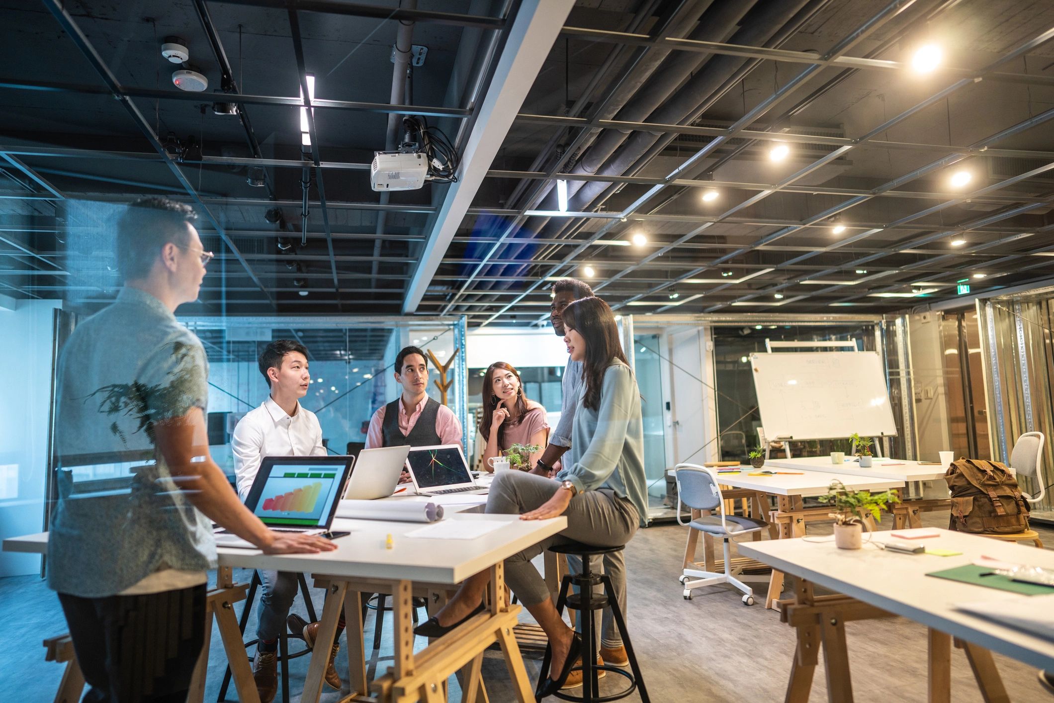 modern digital marketing team office AI technology