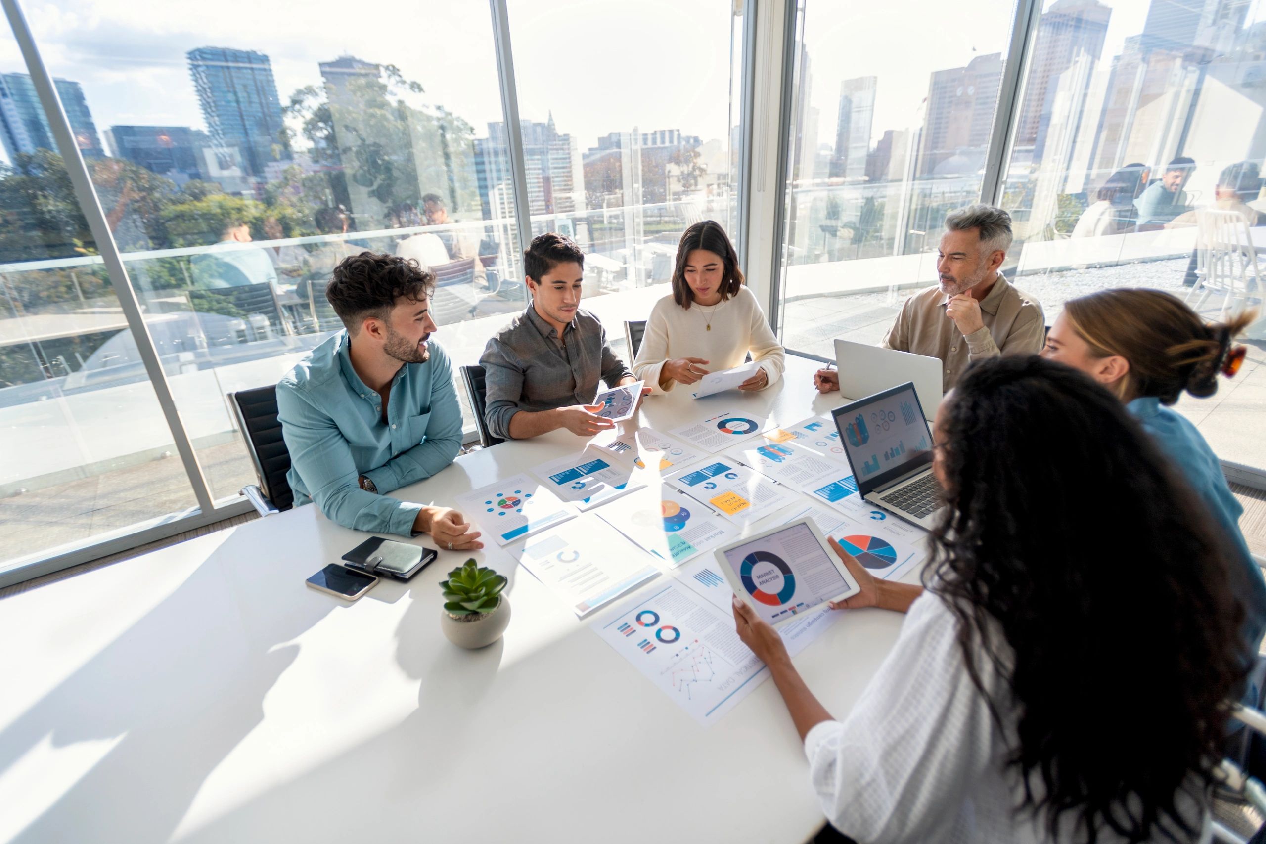 modern digital marketing team office AI technology