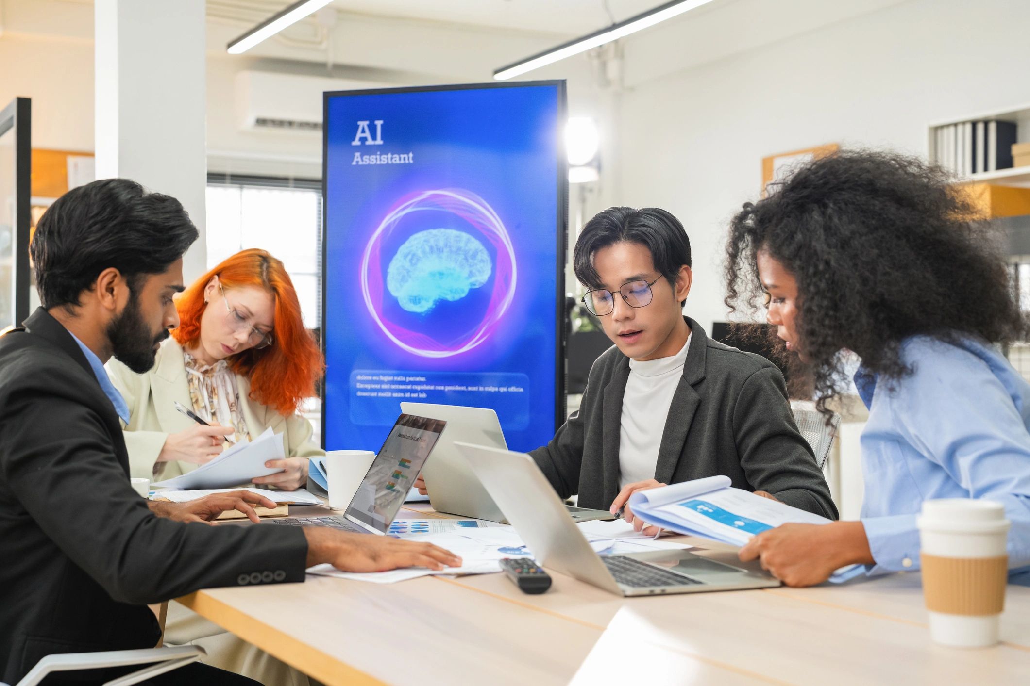 modern digital marketing team office AI technology